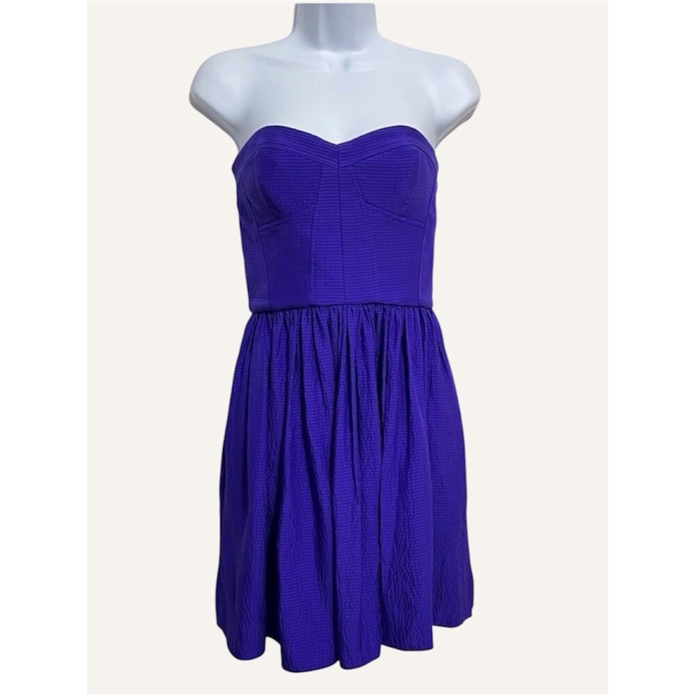 Rebecca Taylor Strapless Silk Mini Dress Size 2 Blue Violet Prom Formal Party